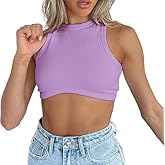 Crop Tank Tops for Women Trendy Sexy Teen Girls Going Out Tops Cute Summer Cropped Sleeveless Knit Ribbed White/Black