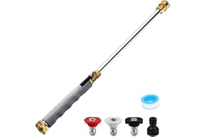 High Pressure Hose Nozzle for Garden, Heavy Duty Metal Jet Nozzle Power Washer Wand with 3 Spray Tips, Pressure Washer Hose A