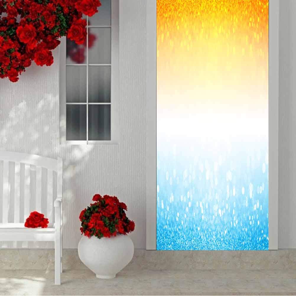3D Door Sticker Decorative Wall Murals Wallpaper, Abstract Summer Pool Island Party Background or Invitation, Home Decoration Self-Adhesive Removable Art Door Decals W35.4 x L78.7 Inch