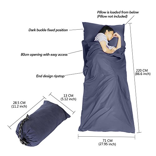 Beauty Star Sleeping Bag Liner, Super Lightweight Sleeping Bag for Spring Autumn Traveling, Camping, Backpacking, Hiking, Portable Envelope Ultralight Sleep Sack with Compression Sack (Navy Blue)