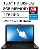 HP 15.6 Inch TouchScreen Laptop Computer (AMD Quad Core A8-7410 CPU up to 2.5GHz, 8GB DDR3 RAM, 1TB HDD, Bluetooth, RJ45, USB 3.0, HDMI, Windows 10 Home, Black) (Certified Refurbished)