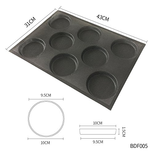 Amzchoice Silicone Hamburger Bread Forms Perforated Bakery Molds Non Stick Baking Sheets Fit Half Pan Size