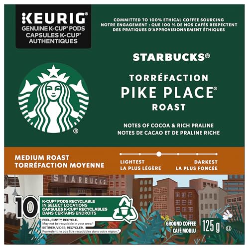 Starbucks Pike Place, Medium Roast Coffee, Single Serve Keurig K-cup Pods, 6 Boxes, 60 Capsules