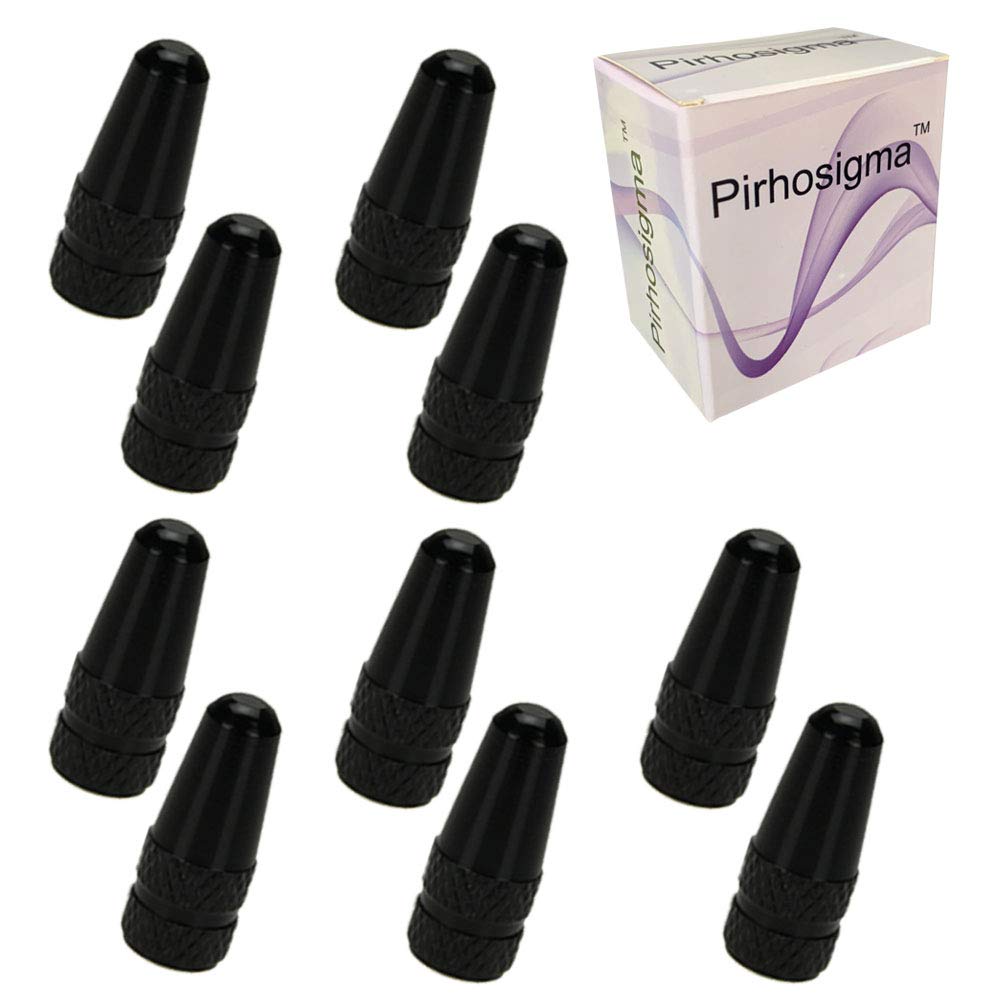 Pirhosigma 10 Pcs Black MTB Presta Bike Bicycle Road Racing Coloured Metal Anodized Machined Aluminum Alloy Tire French Style Valve Cap Dust Covers