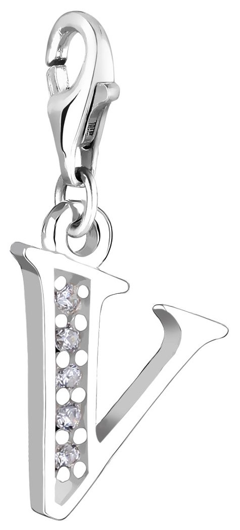 Nenalina Charm Letter V Pendant in 925 Sterling Silver for All Standard Charm Carriers - 712722-019