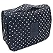 Itraveller Portable Hanging Toiletry Bag/ Portable Travel Organizer Cosmetic Bag for Women Makeup or Men Shaving Kit with Hanging Hook for vacation (Navy Circle)