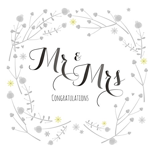 Claire Giles Greeting Cards, Wedding Card, Mr & Mrs Congratulations on Wedding Greeting Card, Floral design