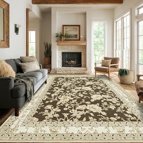 Large Neutral Brown Area Rug
