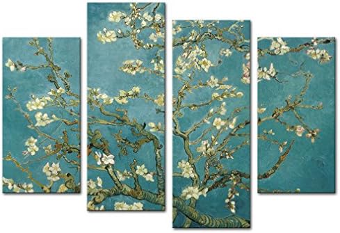 Canvas Wall Art Almond Blossoms Van Gogh Painting Modern Art Canvas Prints for Home Living Room Decor Stretched by Framed Ready to Hang (30x60cmx2pcs 30x80cmx2pcs)