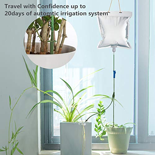 Plant Watering Devices Automatic Watering Irrigation Drippers Bag, Garden Plant Flower Self Watering Spikes Device with Adjustable Flow Rate, Vacations Plant Drip Sprinkler Water Watering Kits (6) - Thumbnail 2