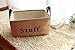 Tosnail 2 Pack Collapsible Jute Storage Bin Nursery Baskets with Leather Handle - Great for Bedroom, Closet, Toys and Cat (Stuff Print)