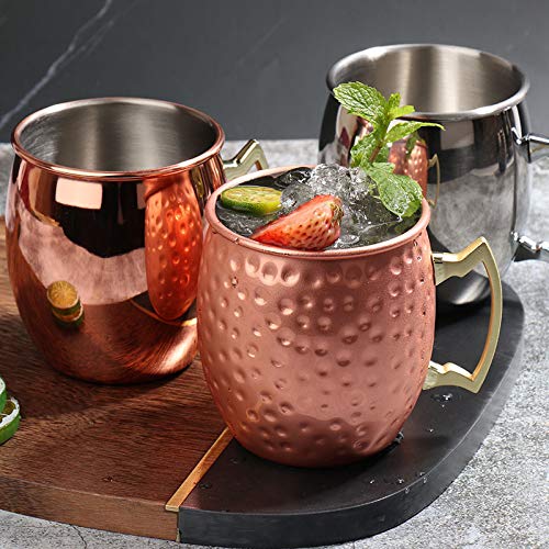 TWH Moscow Mule Cup, Pure Solid Copper Mugs, Copper Wine Glasses Stainless Steel Copper Plated Wine Glass Cocktailglas… – Bild 4