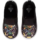 MonsterJam Lowtop Canvas Shoes - Monster Trucks Gravedigger El Toro Loco Megalodon Sneakers (Sizes 7-10 Toddlers / 11-12 Little Kid)