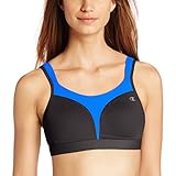 Champion Women's Spot Comfort Full-Support Sports Bra, Black/Flight Blue, 34DD