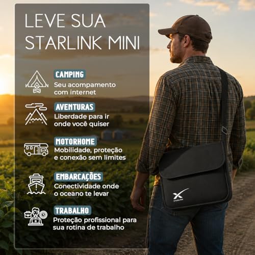 Case Bisbel Bolsa Compatível com Starlink Mini Premium Aveludada Com EVA Interno Proteção Reforçada Para Transporte