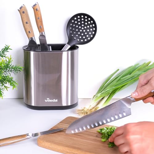 Organizador de cocina de acero inoxidable – Recipiente para guardar utensilios de cocina – Utensilios de cocina Soporte – Soporte para utensilios de cocina – Soporte para cucharas de cocina