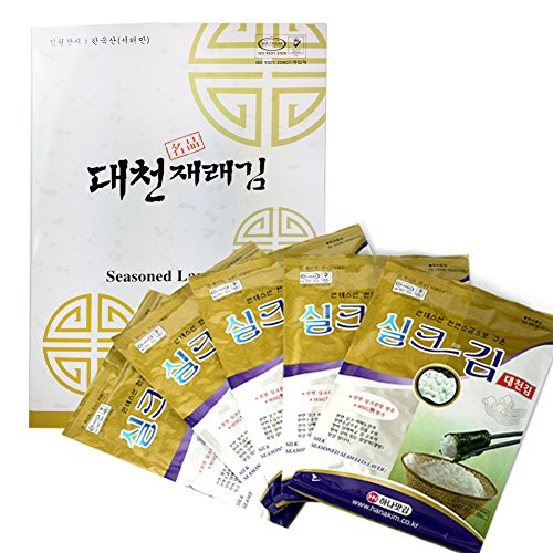 Large Size [ 5 Sheets X 5 Packs] Korean SEASONED Roasted Silk Seaweed (Nori) Laver Snack Gift Set 김 - Thumbnail 5
