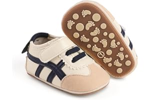 SABATUTU Baby Boys Girls Leather PRE-Walking Sneakers Toddler Anti-Slip Rubber Sole Infant Lightweight First Step Shoes