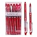 Morning Glory Mach 3 Roller Ball Pen - 0.38 mm-Fine Point Tip (Pack of 12 Pens) (Red)