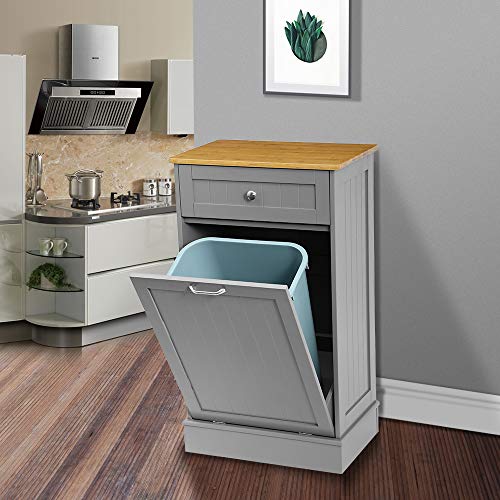 eclife Kitchen Trash Tilt Out Free Standing Recycling Trash Can Holder, W