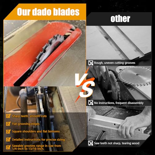 10" Stacking Dado Blade Set 24-Tooth,Dado Blades for 10 Inch Table Saw,Compatible photo 11