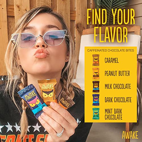AWAKE Caffeinated Chocolate Bites Coffee Alternative Low Calorie Snacks Bite Size Energy