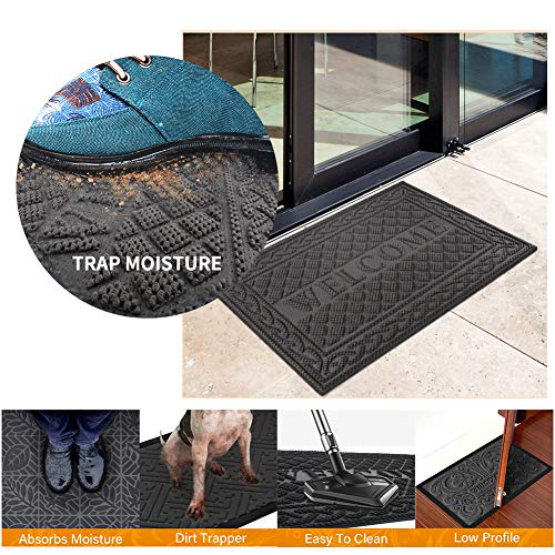 image for Mibao MBCS101MGY Entrance Door Mat, 24 x 36 inch Winter Durable Large 