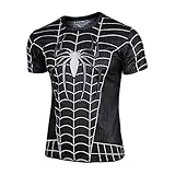 G-LIKE Men's Black Spider Man Short Sleeve T-shirt