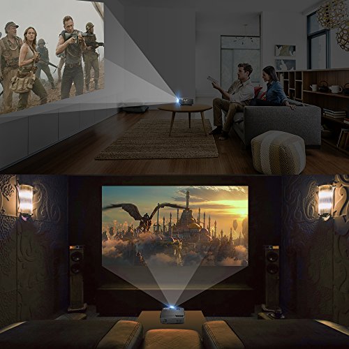 Mini Projector, GBTIGER 2000 Lumens Portable Home LED Projector Support Full HD 1080P 800 x 480 Pixels Multimedia Home Theater Movie Game Video Projector with VGA HDMI USB Port (White)