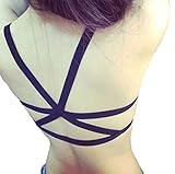 Dreagal Fashion Halter Hollow Out Padded Bra Sexy Cross Back Vest Tank Top for Women