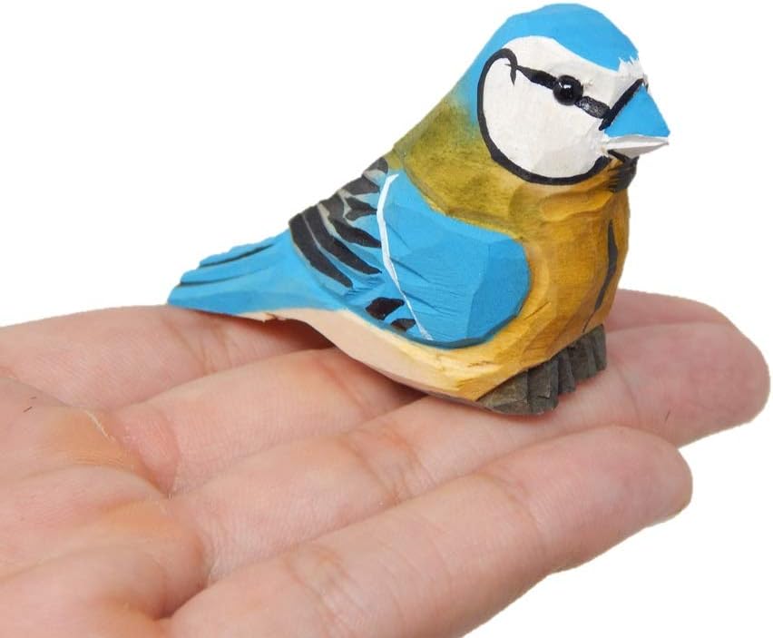 Blue Jay Wooden Carved Figure - Miniature, Handmade, Blue Bird, Bluejay, Small Animal
