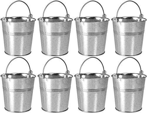 8 x Galvanised Metal Serving Buckets/Cutlery Caddies