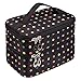 Double Layer Traveling Makeup Bag Small Dots Pattern Cosmetic Bag with Mirror-Small size(Black)