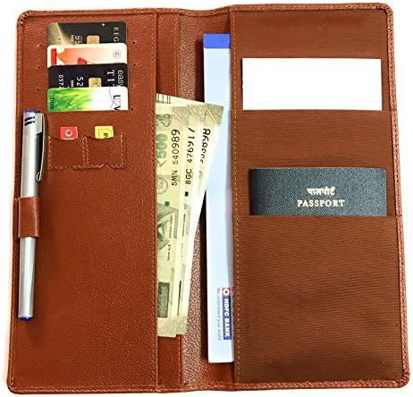 All in one Leather Travel Wallet with Passport & Cheque Book case