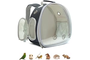 DASUNZYE Small Animal Carrier Backpack for Guinea Pig Bird Bunny Cat Kitten Lizard Rabbit Squirrel Beared Dragon Portable Travel Carrier Backpack Space Capsule Bubble Window Carrier (Black)