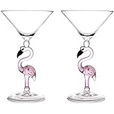 Creative Pink Flamingo Cocktail Martini Goblet Glass Cool Tableware Unique Bar Wine Set (2, 200ML cocktail glass)