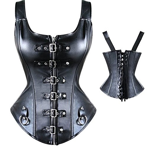 KUOSE Damen Vollbrust Lackleder Korsett Corsagentop Bustier Korsage – Bild 3