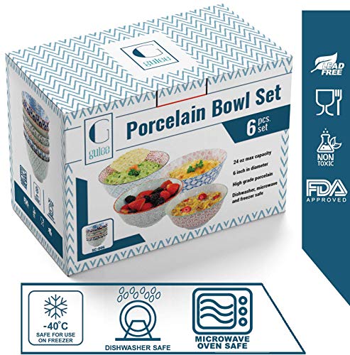 image for Gulee Ceramics Gulee 24 Ounce Premium Porcelain Bowls Set - Great for 