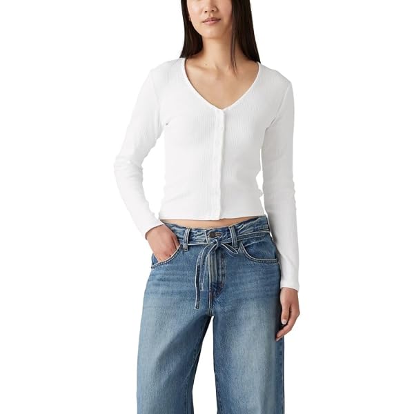 Splendid Long Sleeve Rib Shirt - Camicia Donna A Maniche Lunghe A Costine, Scollo A V, Morbida In Modal E Spandex - 3