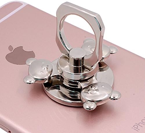 AMTopShow Cell phone Holder, Universal Ring Grip/Stand Holder with Silver Bear Spinner for iPhone, iPad, Samsung and Other Smartphones