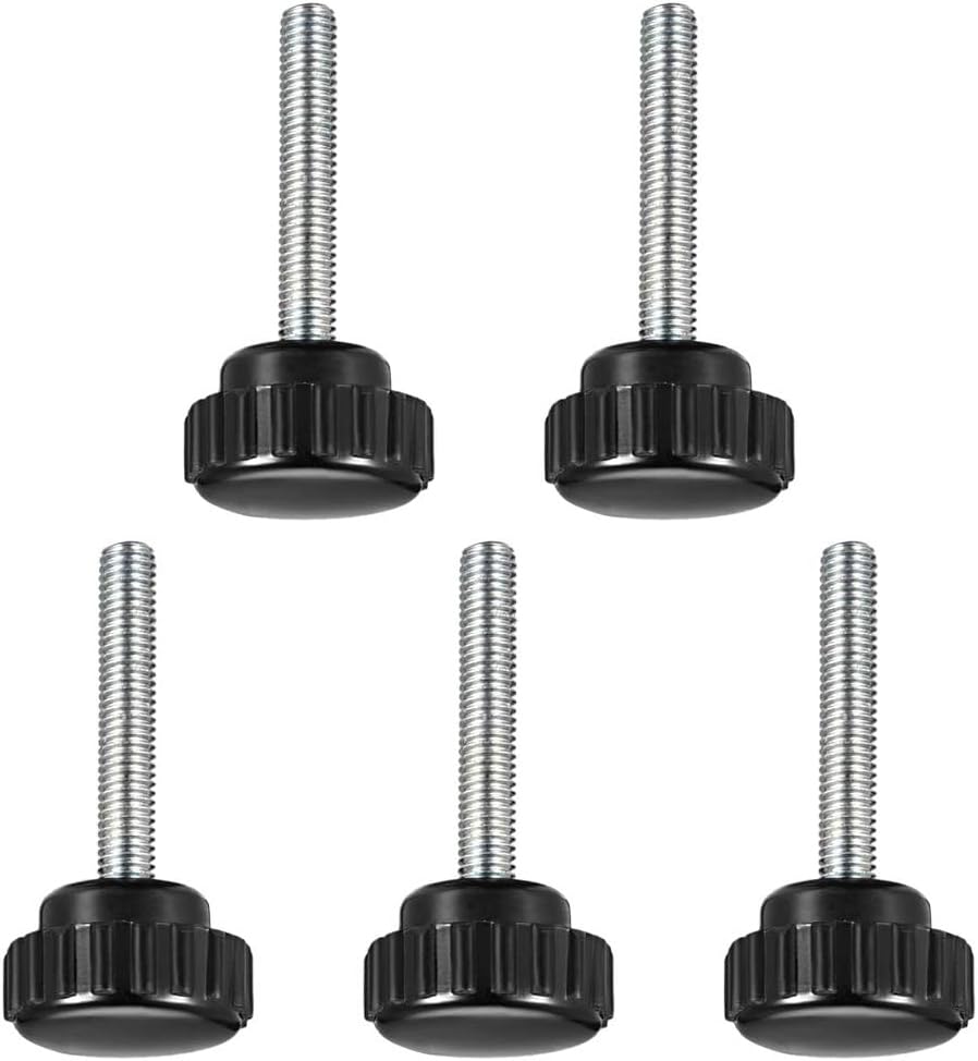 Boxonly Knurled Clamping Knobs Grip for Saw Drill Press Lathe and Routing Jigs Round Head Clamping Handle Bolt with Plastic Knobs M5 x 40mm 5pcs