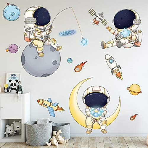 DILIBRA Astronaut Wall Stickers for Boys Bedroom, Cartoon Spaceman