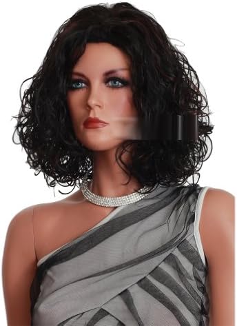 Modotop Deep Brown color Shoulder Length Curly Hair Natural Realistic Wig for White Women with Wig Cap 100% Kanekalon Fiber Synthetic