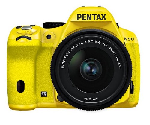 Pentax K-50 16MP Digital SLR Camera 3-Inch LCD with 18-55mm f/3.5-5.6 WR Lens (Yellow) Pentax K-50 16MP Digital SLR Camera 3-Inch LCD with 18-55mm f/3.5-5.6 WR Lens (Yellow)