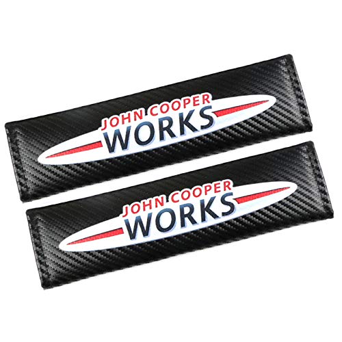 JOHN COOPER WORKS 2X Carbon Fiber Seat Belt Pads Gift for all models Fits All cars Sports Bags Etc R53 R51