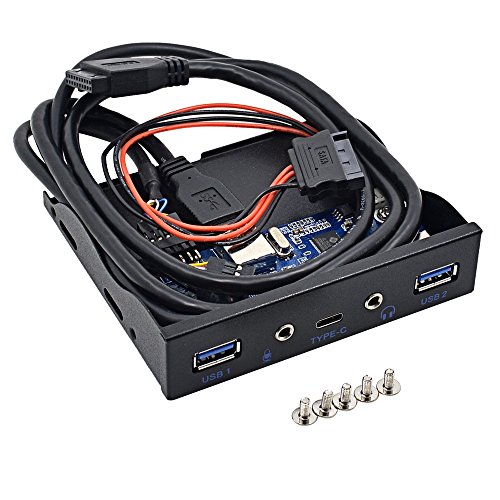 Azeroth USB 3.0 3.5 Inch Floppy Bay Desktop Font Penal Expansion USB Hub With all Cables required (2 USB 3.0/HD-Audio/USB C)