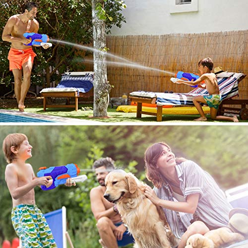Kiztoys Wasserpistole Spielzeug Kinder Set 2 Stück 600ML Pool Wasserspritzpistolen mit Reichweite 27 Feet Sommer Wassersport, Garten und Strand Wasserpistolen für Kinder