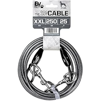 BV Pet Super Heavy XXL Tie Out Cable for Dogs up to 250 Pound, 25 Feet