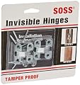 SOSS Door Hardware Mortise Mount Invisible Hinges with 4 Holes, Zinc, Satin Chrome Finish, 1-1/2" Leaf Height, 1/2" Leaf Width, 19/32" Leaf Thickness, #6 x 1" Screw Size (1 Pair)