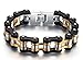 Mens Stainless Steel Biker Chain Bracelet Black And Gold